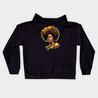 Black Woman retro vintage Afro design Kids Hoodie